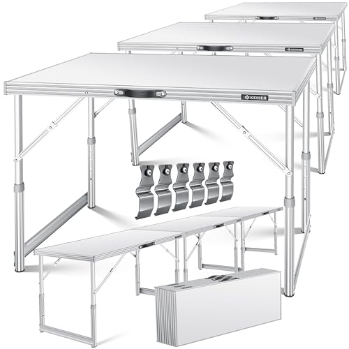 KESSER® Multifunktionstisch Profi 3- teilig, 100 x 60 cm, Tapeziertisch 30kg Tragkraft je Tisch Mit Ausziehfunktion Klapptisch Flohmarktisch Beistellt
