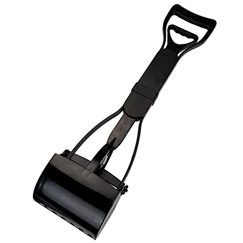 CozyCabin Dog Pooper Scooper Pickup Tool Dog Waste Scoop Sanitary Shovel - Great in Grass, gravel, Snow, Dirt, Cement (Black)