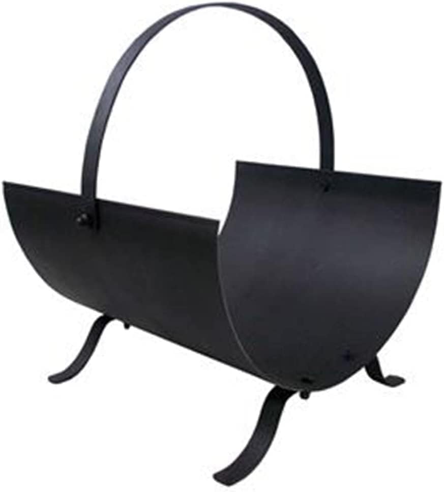 Unibos Oval Log Holder Firewood Rack Steel Indoor Outdoor Black