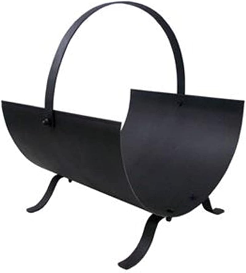 Unibos Oval Log Holder Firewood Rack Steel Indoor Outdoor Black
