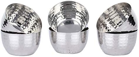 Homeish Stainless Steel Hammered Design Serving Bowl (Small, 8 cm, 150 ml Each) -Set of 6