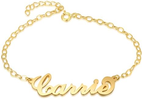 Yesarts Personalized 18K Gold Plated 925 Sterling Silver Name Anklets Bracelet-Custom Made with Any Names (9)