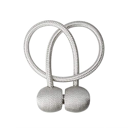 Umikk 6 Pack Magnetic Curtain Tiebacks Drape Tie Backs, Decorative Hooks Holdback Holders for Window Décor (Silver Grey)