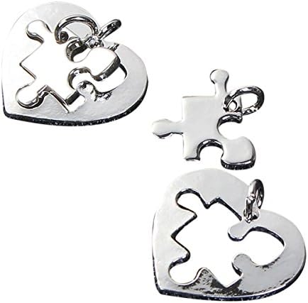 Autism Awareness Puzzle Piece Charms Silver Tone Asperger Syndrome (20 Hearts & Pieces)