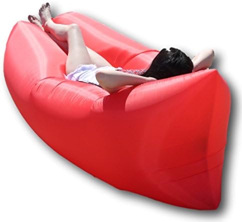 PortaLounge Air Sofa For Lounging On The Go - Ideal For Pool Recreation Camping Musical Festivals Inflatable Lounger (Red)