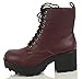 Soda Women's Magpie Faux Leather Lace-Up Combat Mid Heel Military Ankle Boots