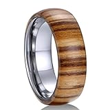 TGNEL 8mm Tungsten Rings for Men Wood Inlay Wedding Band Comfort fit Engagement Promise Ring Domed