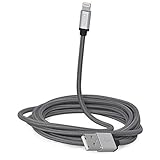 Cacoy 6.6Ft Long Nylon Braided USB Lightning Cable Apple MFi Certified Charging Cord with Aluminum Housing for iPhone iPad and More-(2 Meters)-Space Grey