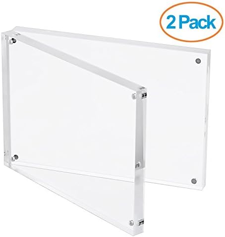 Utenlid 2 Pack Of 6" X 8" Extra Thick Double Sided Magnetic Desktop Acrylic Picture Frame - 1" Thick