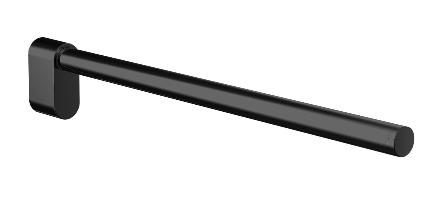 EMCO Flow Single Arm Wall Mounted Towel Rail Rigid Metal Towel Rail Bath Towel Holder for Towels, Matte Black