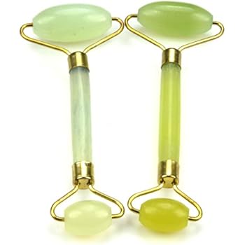 LUOS 1 pc 100% Natural Grade A Jade Roller Facial Face Neck Slimming Massager Rejuvenates Face and Neck -Antiaging Jade therapy beauty tool