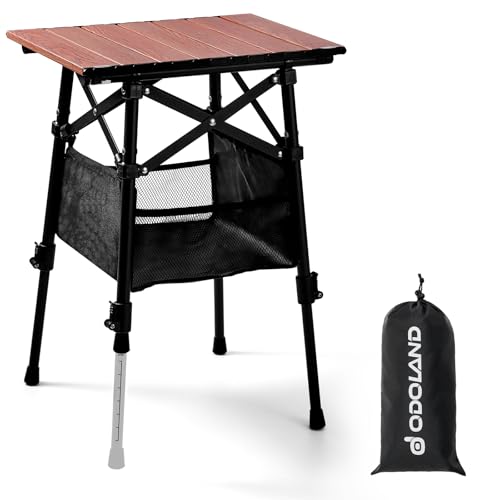 Odoland Portable Camping Table, Folding for Beach Outdoor Adjustable Height
