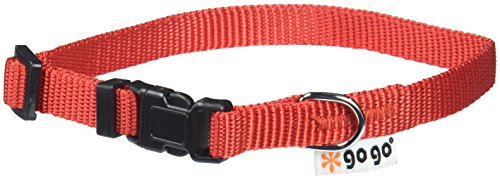 GoGo Pet Products Comfy Nylon 3/8-Inch Adjustable Pet Collar, X-Small, Red