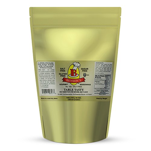 1 pound Table Tasty No Potassium Chloride Salt Substitute - No Bitter After Taste - Good Flavor - No Sodium Salt Alternative - 1 Lb Resealable Bag - More Economical