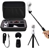 Shockproof Protective Carrying Case, Selfie Stick Monopod, Mini Tripod Stand, Soft Silicone Skin, Wrist Strap for Samsung Gear 360 2017, EEEKit All in One Accessory Kit (All in 1 Kit for 2017 Edition)