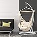 E EVERKING Hanging Rope Hammock Chair Swing Seat with Two Seat Cushions and Carrying Bag, Cotton Weave Porch Swing Chair for Indoor, Outdoor, Garden, Patio, Porch, Yard, Max 265 Lbs