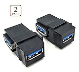 Poyiccot (2 Pack USB 3.0 Keystone Jack Inserts, 90 Degree USB 3.0 to USB 3.0 Adapters Female to Female Conector Coupler Adapter for Wall Plate Panel,Black