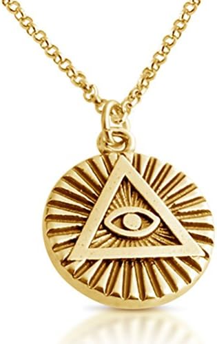 Azaggi Gold Plated Sterling Silver Handcrafted Illuminati Circle Pendant Necklace (22)