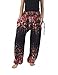 Lannaclothesdesign Women's Flowers Yoga Boho Pants Long Beach Summer Harem Pants (US Size 0-10, Black)