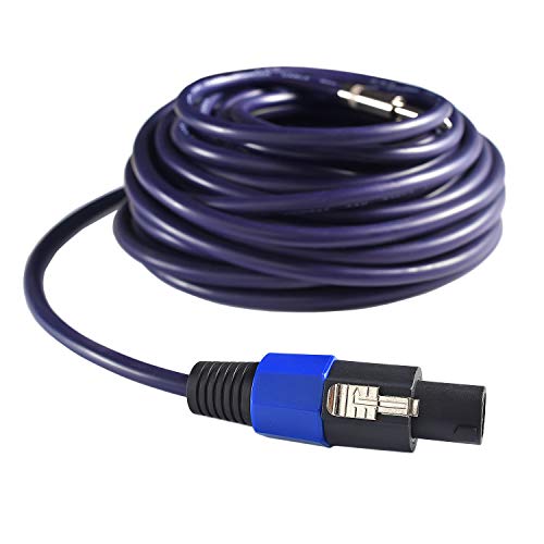 Yoico 2Pcs 50 Feet Professional Speakon to 1/4 Speaker Cable, Pair 50 ft 12 Gauge Speakon to 1/4 Male Inch Audio Amplifier Connection Heavy Duty Cord Wire with Twist Lock