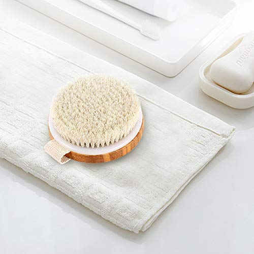 Veahom Soft Body Brush for Drying Brushing, Natural Bristle, Remove Dead Skin, Clean lymphatic system, Stimulates Blood Circulation, Dense and Soft Brush Suitable for Women and Adults Sensitive Skin