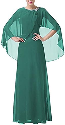 Women's Formal Mother of the Bride Dresses Long Chiffon Evening Gowns With Cape Green 20