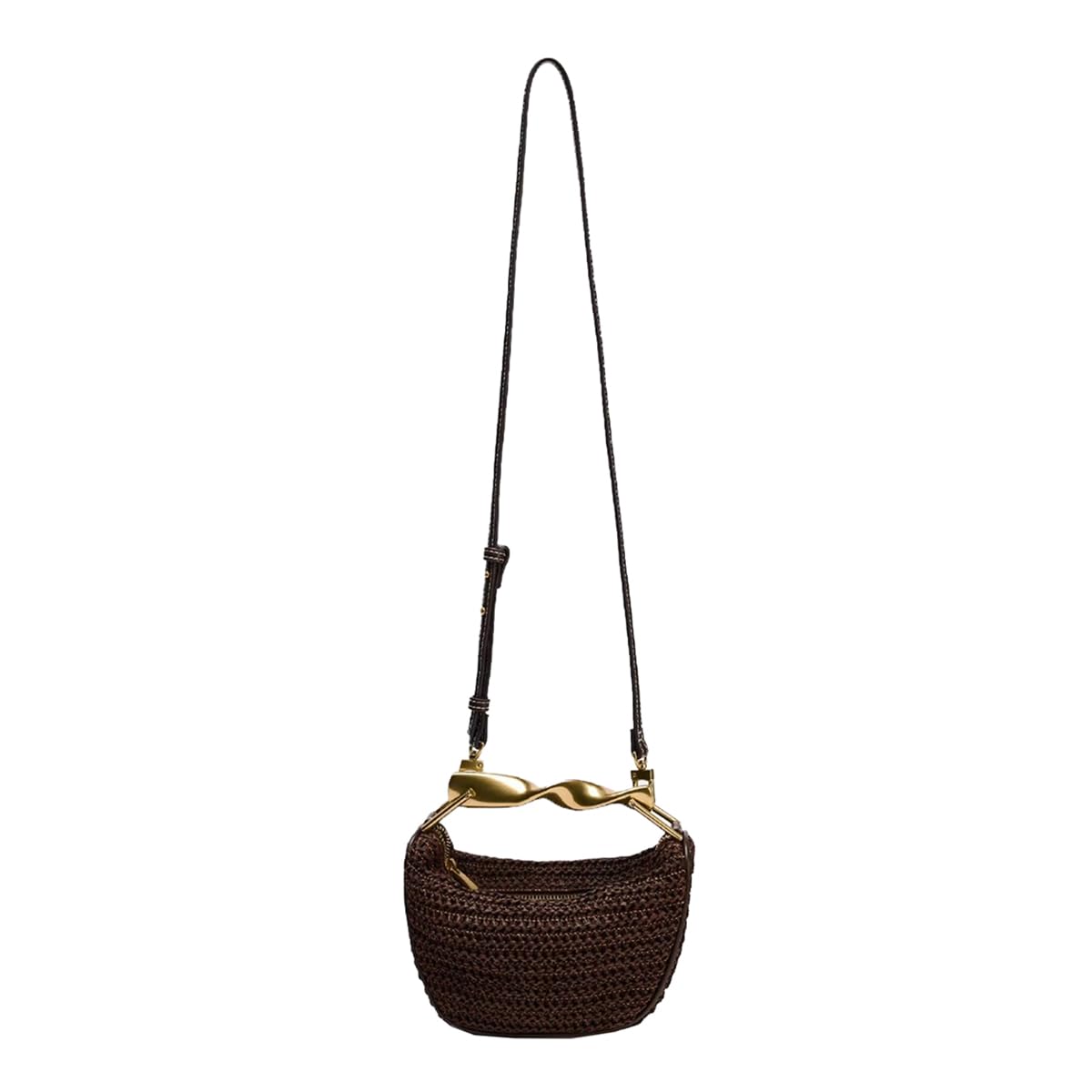 JYG Handmade Straw Crossbody Bags for Women Mini Summer Satchel Purse Fashion Woven Shoulder Handbags with 2 Straps
