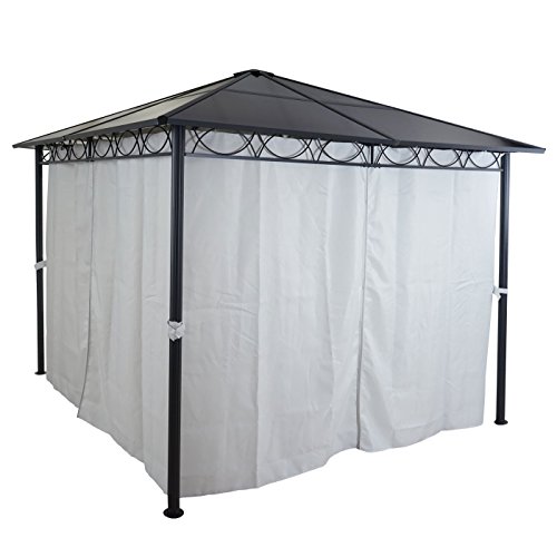 Hardtop Pergola HWC-C77, Garten Pavillon, Kunststoff-Dach Seitenwand Alu hellgrau 3x3m – Bild 4