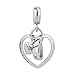 Mother Daughter Grandma Love Heart Charm Beads for Snake Chain Bracelet