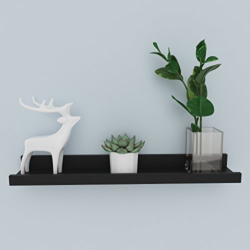 Anfan Wall Mounted Floating Ledge Shelf for Picture Frames Book Display in Bedroom, Living Room, Bathroom, Kitchen and Office (60CM, Black)