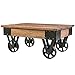 Harper & Bright Designs Solid Wood Coffee Metal Wheels, End Table/Living Room Set/Rustic Brown