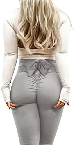 Shelers Women Ruched Butt Leggings High Waist Workout Skinny Tights Sport Yoga Pants With Bow