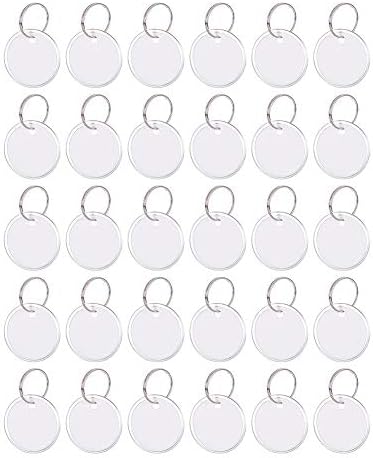LiangGui Key Tags with Split Ring Round Metal Rim Tags for Keychain/Pet/Luggage/Bag 31mm 30Pcs
