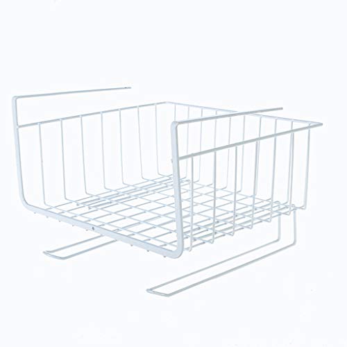 Quaanti Under Cabinet Storage Shelf Wire Basket Storage Bin Organizer Fit Dual Hooks for Kitchen Pantry Cabinet,Large Storage Space on Kitchen Counter Pantry Desk Bookshelf Cupboard (White)