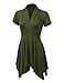 WT1120 Womens Cross V Neck Short Sleeve Empire Line Panel Tunic Top XL Olive