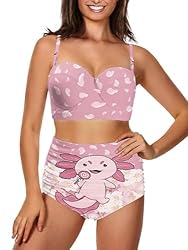 Howilath Women's Sexy Halter Bikini Pink Cartoon