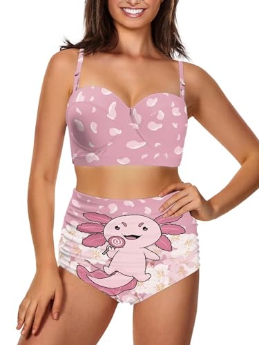 Howilath Women's Sexy Halter Bikini Pink Cartoon