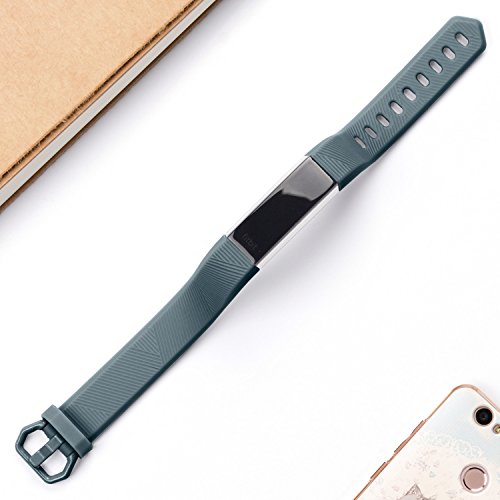 Greeninsync Band for Alta Large, Fitbit Alta HR Accessories Replacement Band Watch Buckle Wristbands for Fitbit Alta/Fitbit Alta HR Strap Bracelets W/Same Color Metal Clasp and Fastener (Slate)