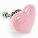Pink Ceramic Heart Cabinet Knobs, Drawer Pulls & Handles Set/8pc ~ C08 Heart Shape Ceramic Knobs for Cabinets, Children’s Dresser, Kitchen Cabinets and Cupboards with Chrome Hardware