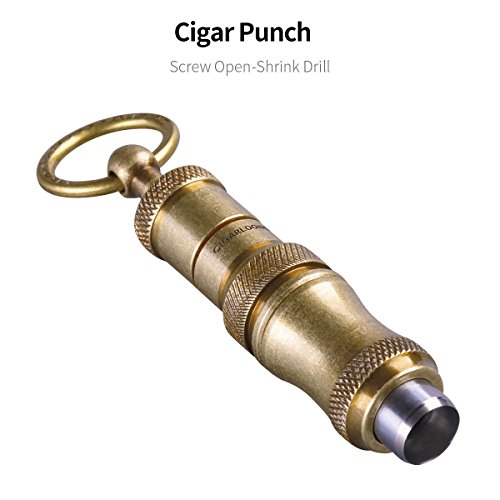 CIGARLOONG Cigar Punch Retractable and Screw Out Punch-2 Size Blades Cigar Hole Opener-Smoking Accessories ï¼ˆGold 2ï¼‰
