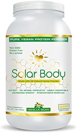 Solar Body Protein Powder, Non GMO Vegan Protein, Vanilla, 2 Pounds