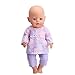 MonkeyJack For 18inch American Girl Zapf Baby Born Journey Dolls Clothes Purple Tops Pants Dress Up