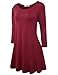 BELAROI Women's Plus Size Dress Fall Casual Swing 3/4 Sleeve T Shirt Loose Tunic Dress (1X, Wine Red)