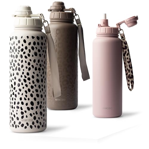 MAMEIDO Thermosflasche mit Strohhalm 1,2 l (Almond Flakes)
