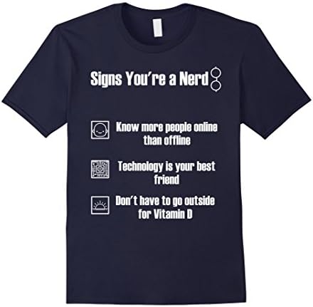 Mens Signs You're a Nerd tshirt Medium Navy