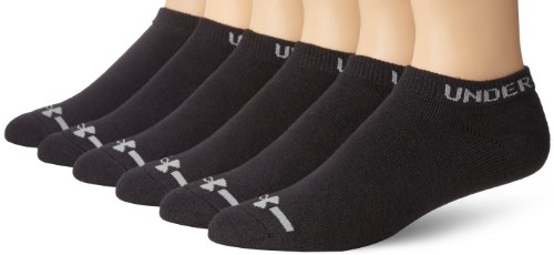 Under Armour Men's Charged Cotton No Show Socks (Pack of 6), Black, Medium