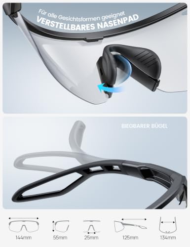 Lamicall Cycling Glasses Men Quick Glasses Women – [3S Self-Toning] [28g TR-90 Ultralight] Sunglasses Bicycle with Adjustable Nose Pad & Temple, UV400 Running Glasses Sports Glasses for Cycling