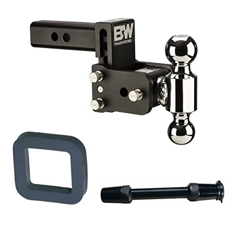 B&W Hitches TS10033B Tow and Stow Magnum 3in Drop 2in Receiver Hitch Ball Mount with 2in Silencer Pad and Premium 5/8in Receiver Lock with 3.5in Span Bundle