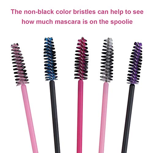 Cuttte 100pcs 10 Colors Disposable Mascara Brushes Wands with Container, Eyelash Brush Makeup Applicators Kits for Eyelash Extensions and Mascara Use