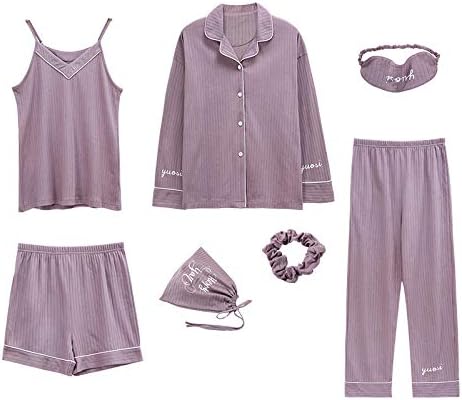 Amazon Co Jp Homrain パジャマ レディース ルームウェア 寝巻き ルームワンピース 部屋着 7点セット 可愛い 長袖 パンツ ズボン キャミソール 上下セット 秋 春 夏 服 ファッション小物
